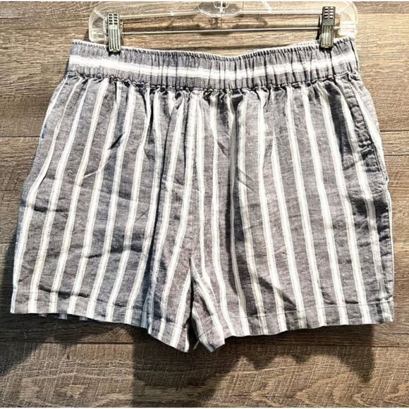 Christian Siriano New York 100% Linen Blue/White Stripe Shorts Size Large - Picture 3 of 3
